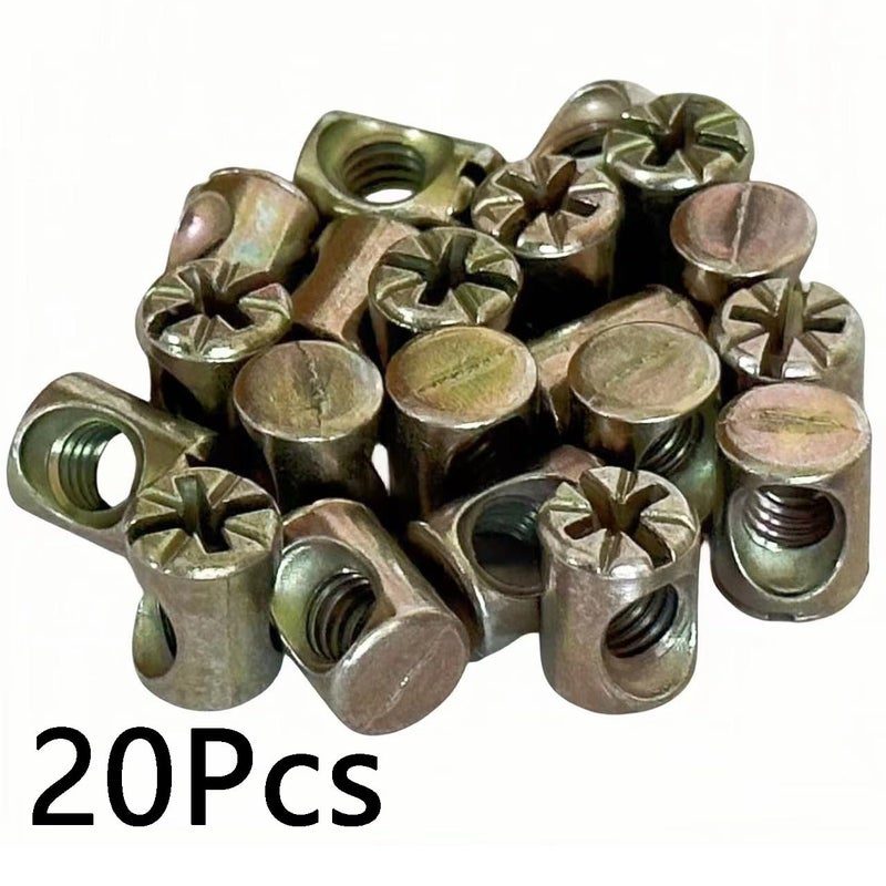 NACX M6 x 13mm Cross Barrel Nuts Cross Dowel Slotted Nuts, 20Pcs - Image 3